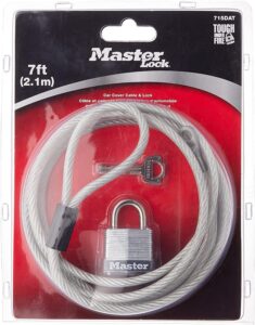 Master Lock 715DAT Braided Steel Car Cover Cable with Laminated Steel Padlock