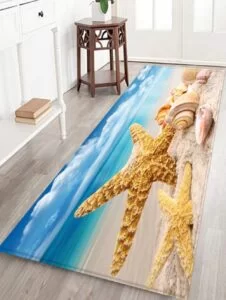 Flannel Starfish Seashell Wood Bathroom Carpets Rugs Bath Mat Bath Rugs