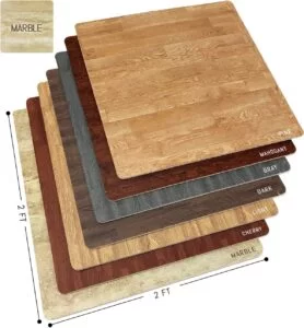 Sorbus Wood Grain Floor Mats Foam Interlocking Mats Tile 3/8-Inch Thick Flooring Wood Mat Tiles Borders