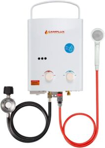 Camplux 5L Outdoor Portable Water Heater, 1.32 GPM Tankless Propane Gas Water Heater for RV,